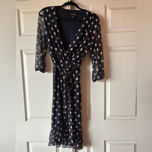 Navy and Cream Polkadot Dress